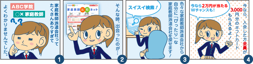 家庭教師比較ネットについての4コマ