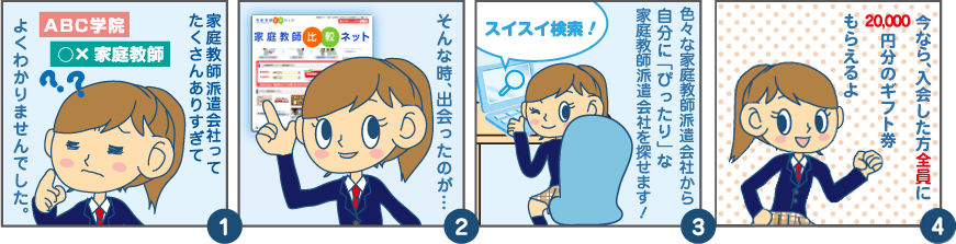 家庭教師比較ネットについての4コマ