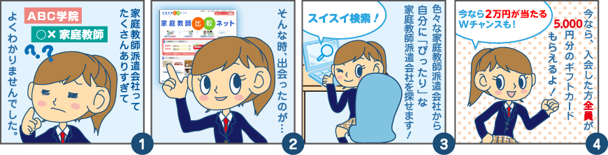 家庭教師比較ネットについての4コマ