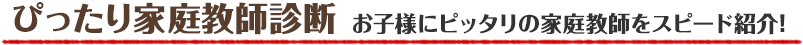 ぴったり家庭教師診断 お子様にピッタリの家庭教師をスピード紹介!